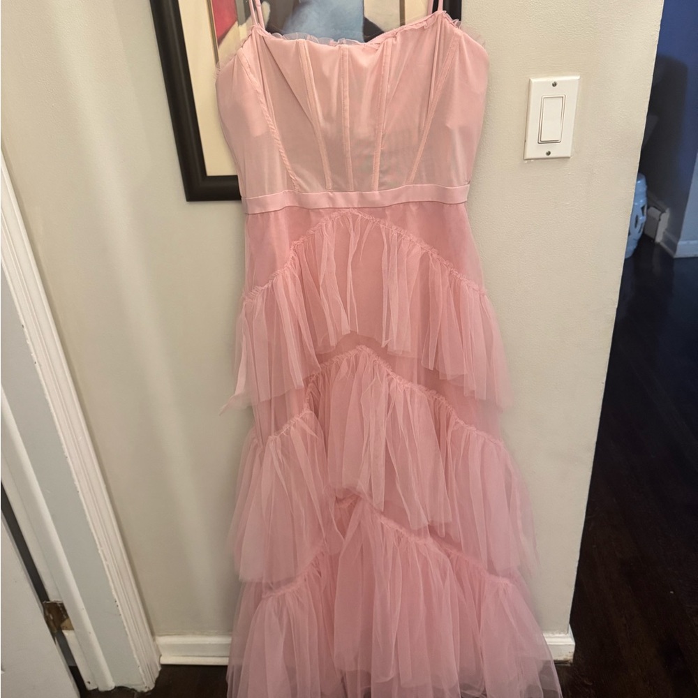 BCBGMaxAzria Blush Tulle Gown